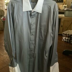 Donald J Trump Men's Gray Dress Shirt with White Details